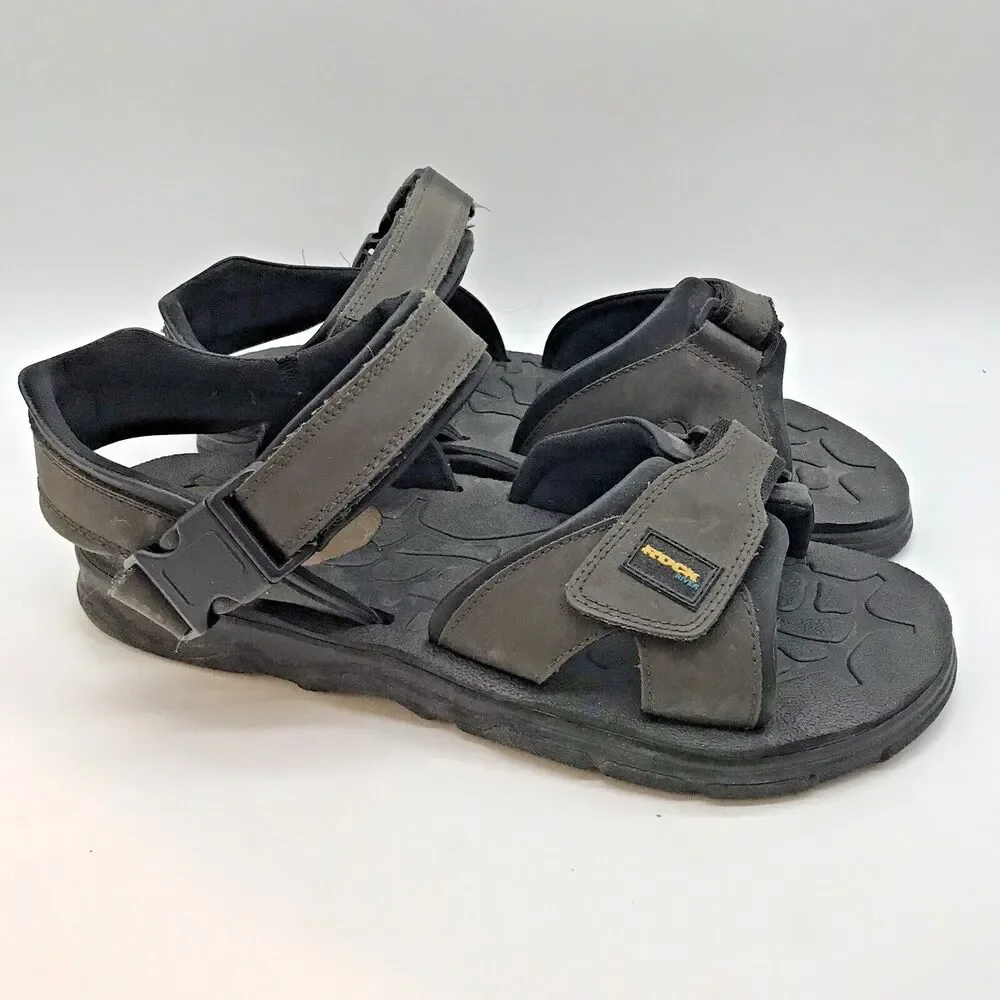 Rock River Sports Sandals Men's 13 Brown Faux Leather Hook & Loop Hiking Shoes